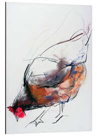 Magnettafel Henne bei der Fütterung