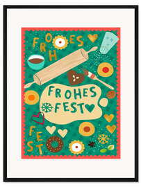 Gerahmter Kunstdruck Frohes Fest Bäkerei