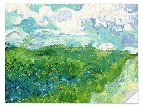 Selvklebende plakat Green Wheat Fields, Auvers