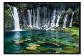 Gerahmter Kunstdruck Türkis blaue Wasserfälle