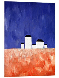 Tableau en plexi-alu Paysage avec cinq maisons