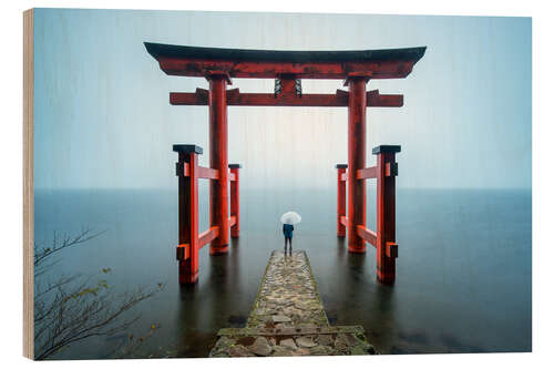 Obraz na drewnie Red Gate in Hakone Shinto shrine in Japan