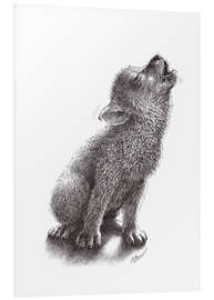 Foam board print Young Howling Wolf