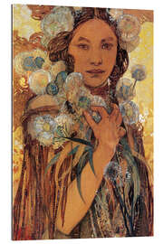 Gallery print Native American woman with flowers and feathers