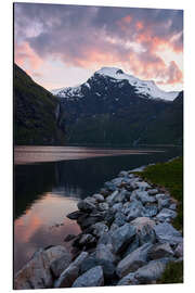 Alubild Geiranger Sonnenuntergang