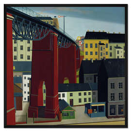 Gerahmter Kunstdruck Brücke über die Schwarzbachstraße in Wuppertal