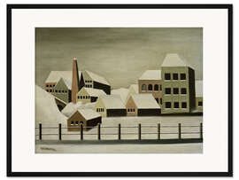 Gerahmter Kunstdruck Fabriklandschaft im Schnee