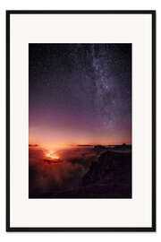 Gerahmter Kunstdruck Nachtaufnahme von der Leglerhütte, Glarus, Schweiz