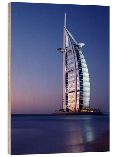 Wood print The Burj Al-Arab at dusk