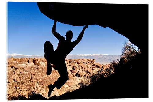 Tableau en verre acrylique Silhouette of a Rock Climber