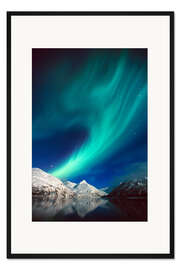 Gerahmter Kunstdruck Nordlichter am Portage Lake