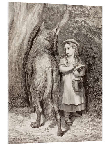 Foam board print Scene From Little Red Riding Hood By Charles Perrault