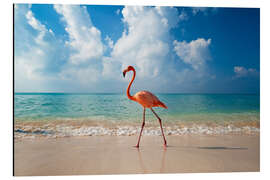 Magnettafel Flamingo am Strand