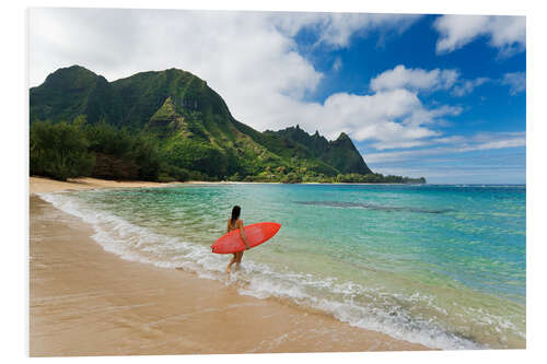 Hartschaumbild Surferin auf Maui