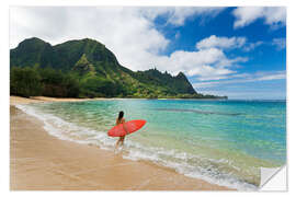 Wandsticker Surferin auf Maui