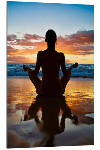 Aluminium print Yoga on the beach