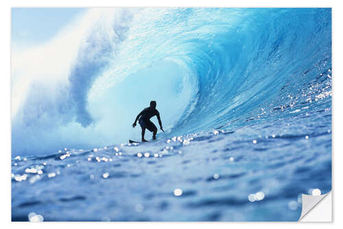 Vinilo para la pared Surfista en el tubo de la ola