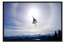 Gerahmter Kunstdruck Skifahrer beim Sprung