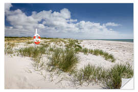 Selvklebende plakat Hvit strand på Bornholm (Danmark)