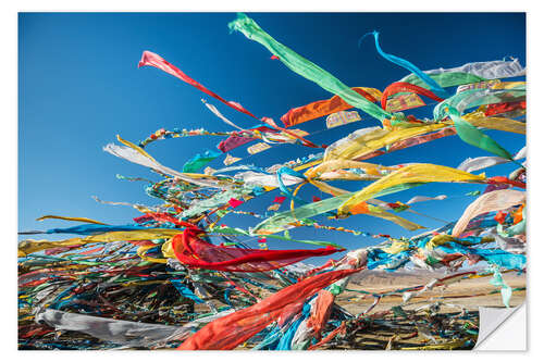 Selvklebende plakat Tibetan prayer flags in the wind