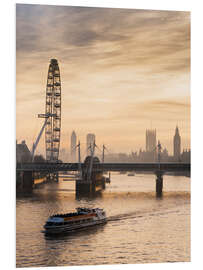 Foam board print Millenium Wheel with Big Ben, London, England