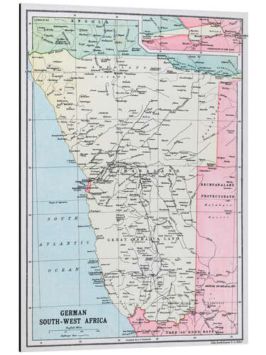 Aluminium print Map Of German South-West Africa 