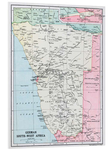 Foam board print Map Of German South-West Africa 