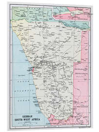 Foam board print Map Of German South-West Africa 