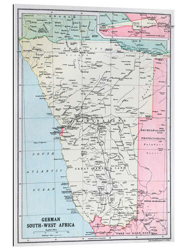 Quadro em plexi-alumínio Map Of German South-West Africa 