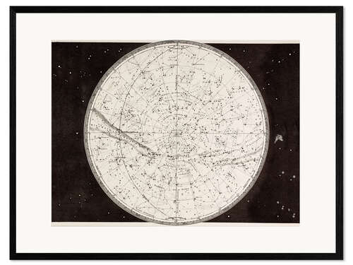 Ingelijste kunstdruk Map Of The Northern Heavens