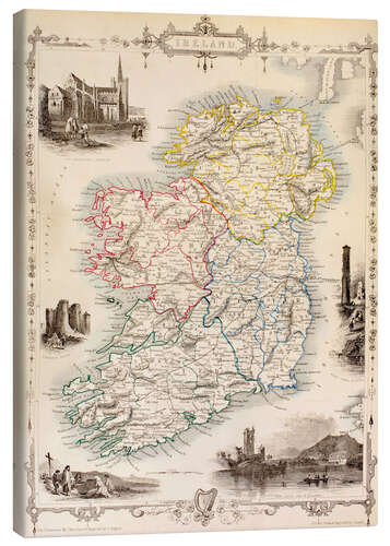 Canvastavla Karta över Irland av Thomas Wright (18th century)