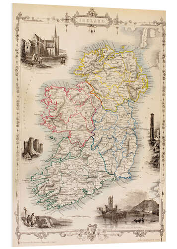 Cuadro de PVC Mapa de Irlanda por Thomas Wright (siglo XVIII)