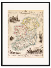 Gerahmter Kunstdruck Karte von Irland von Thomas Wright (18. Jh.)