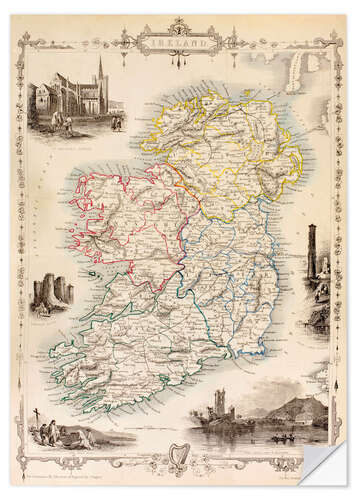 Wandsticker Karte von Irland von Thomas Wright (18. Jh.)