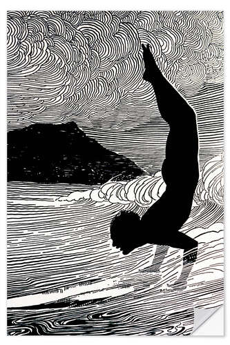 Vinilo para la pared Surfer and Waikiki