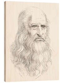 Hout print Portrait of an elderly man I