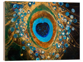 Holzbild Pfauenfeder