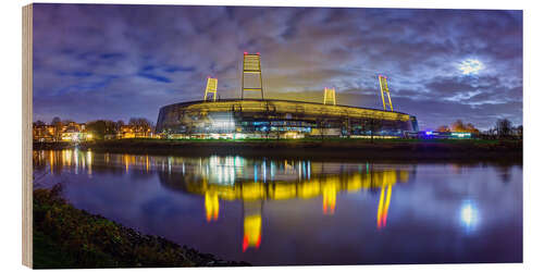 Wood print Bremen stadium in the moonlight