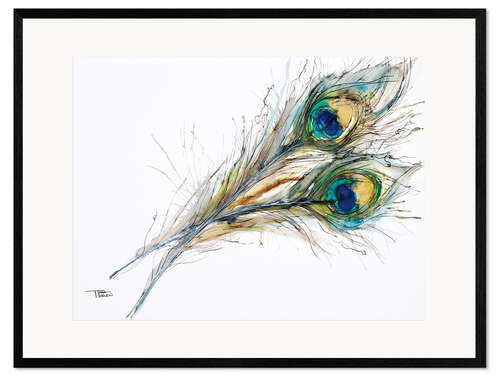 Framed art print Two peacock feathers