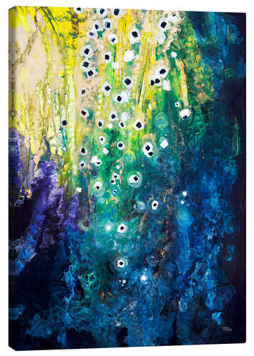 Tableau sur toile Fleurs et cascade d'après Klimt