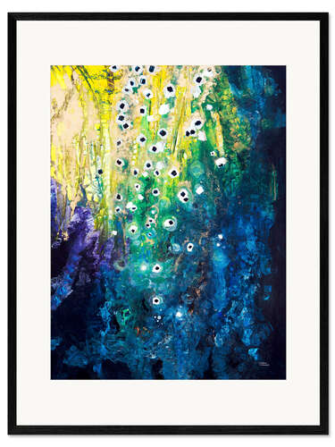 Framed art print Flowers and waterfall after Klimt
