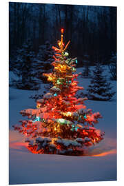 Hartschaumbild Weihnachtsbaum im Schnee