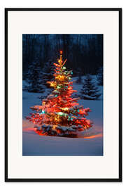 Gerahmter Kunstdruck Weihnachtsbaum im Schnee