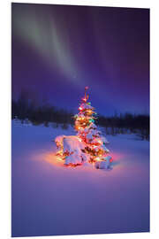 Foam board print Christmas tree and Northern Lights