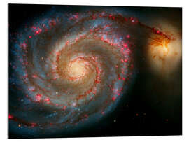 Alubild Strudel-Galaxie (M51) und Begleiter-Galaxie