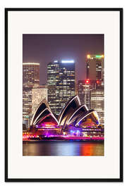 Gerahmter Kunstdruck Oper von Sydney bei Nacht