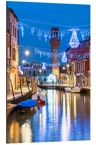 Aluminium print Canal in Murano at Christmas, Venice
