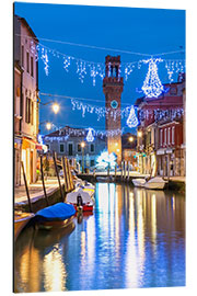 Aluminium print Canal in Murano at Christmas, Venice