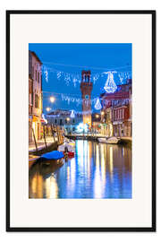 Gerahmter Kunstdruck Kanal in Murano zu Weihnachten, Venedig