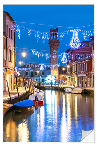 Wall sticker Canal in Murano at Christmas, Venice